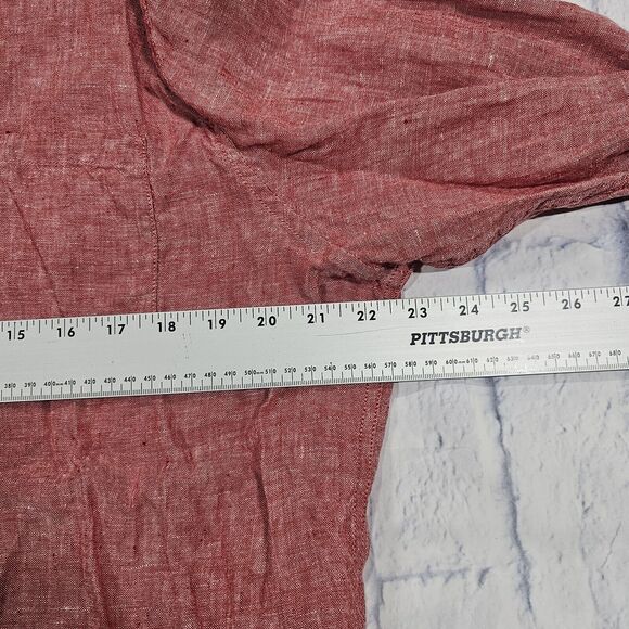 Banana Republic MENS SIZE L Shirt 100% Linen Camden Fit Salmon Long Sleeve - Picture 4 of 10